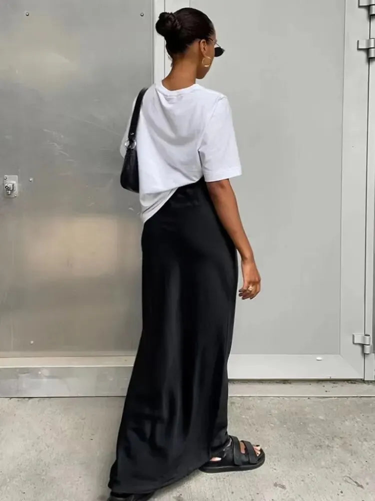 Luksusowa Satynowa Spódnica Maxi dla Kobiet-Skirts-Moda Perla-Moda Perla