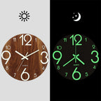 Luminous Wall Clock Zegar Ścienny | Cichy Kwarcowy, Drewniany, Podświetlane Wskazówki 0