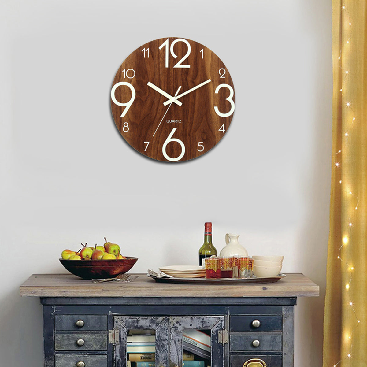 Luminous Wall Clock Zegar Ścienny | Cichy Kwarcowy, Drewniany, Podświetlane Wskazówki 1