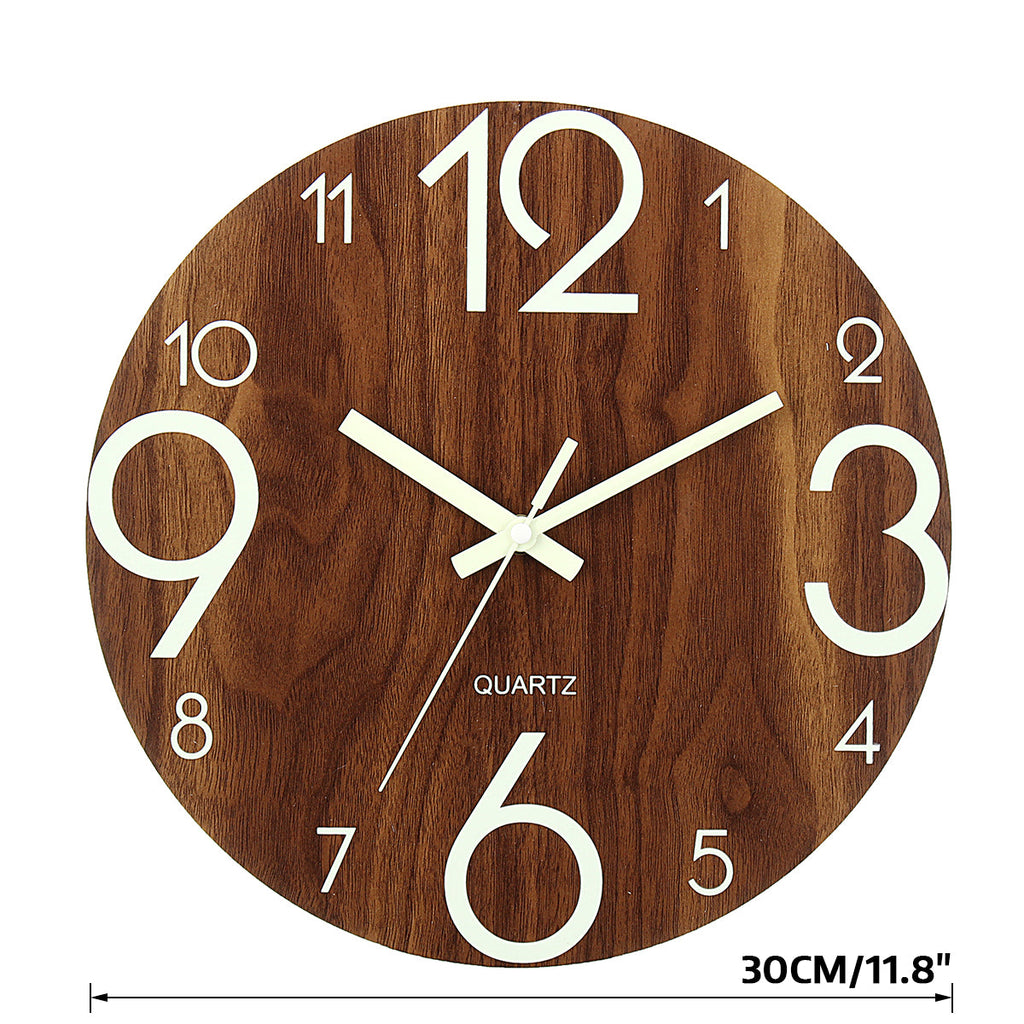Luminous Wall Clock Zegar Ścienny | Cichy Kwarcowy, Drewniany, Podświetlane Wskazówki 3