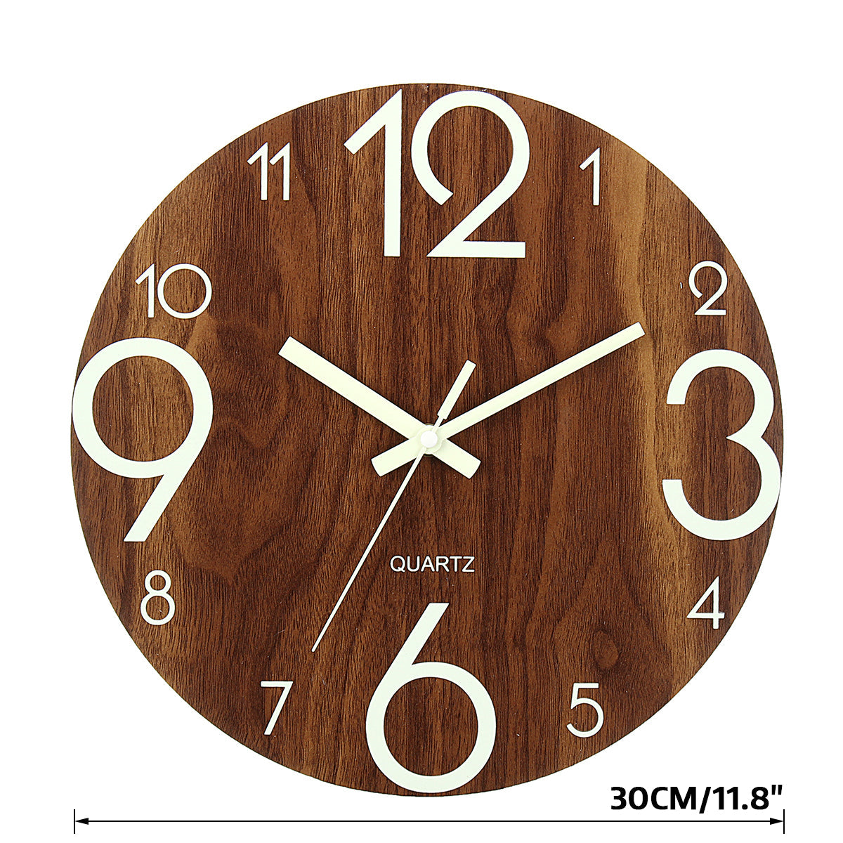 Luminous Wall Clock Zegar Ścienny | Cichy Kwarcowy, Drewniany, Podświetlane Wskazówki 3