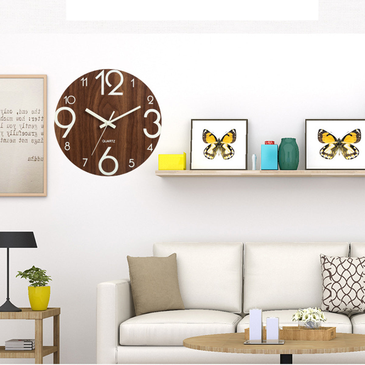 Luminous Wall Clock Zegar Ścienny | Cichy Kwarcowy, Drewniany, Podświetlane Wskazówki 5