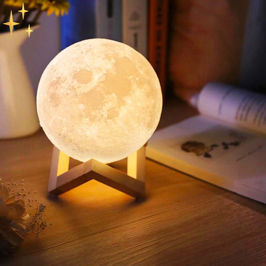LunaGlow Lampka Księżycowa | 16 Kolorów, Pilot, Drewniany Stojak 2