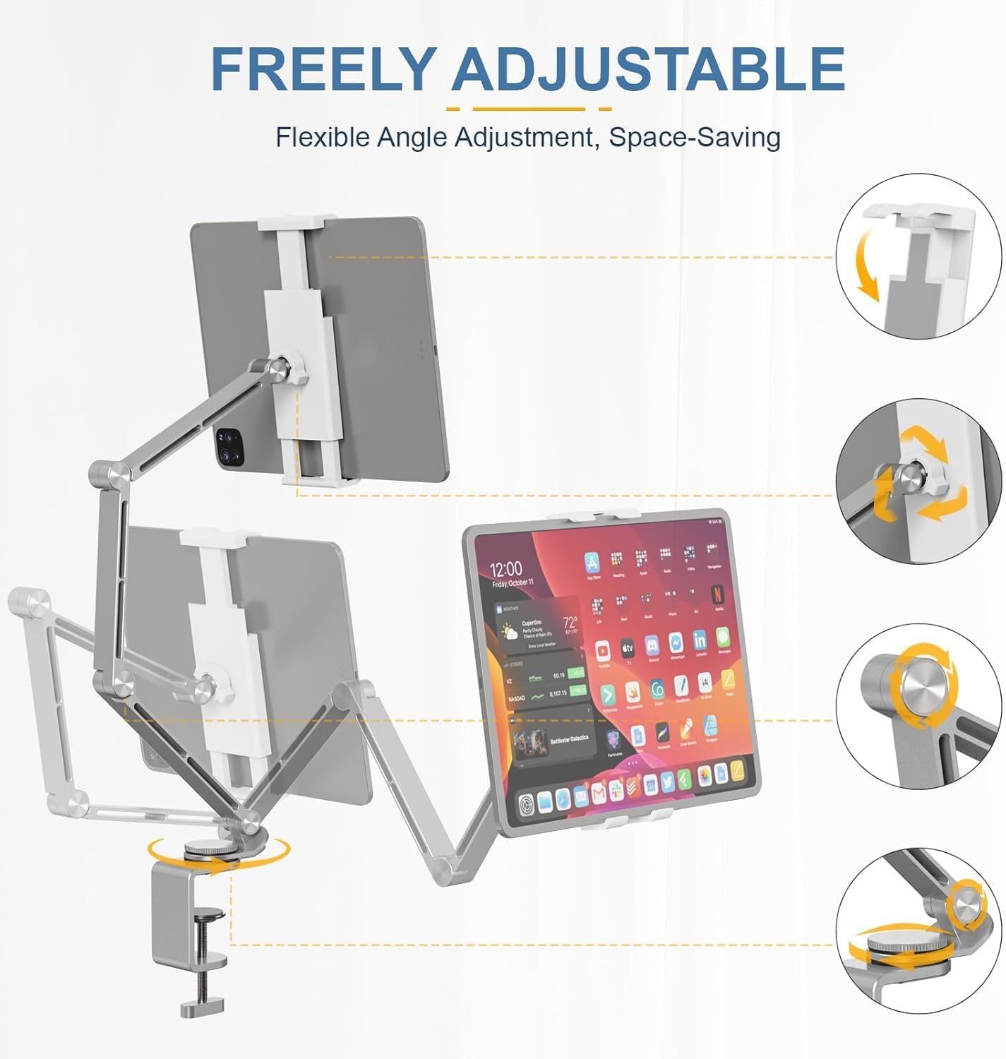 Marek Regulowany Uchwyt na Tablet | Aluminium, Obrót 360° 3