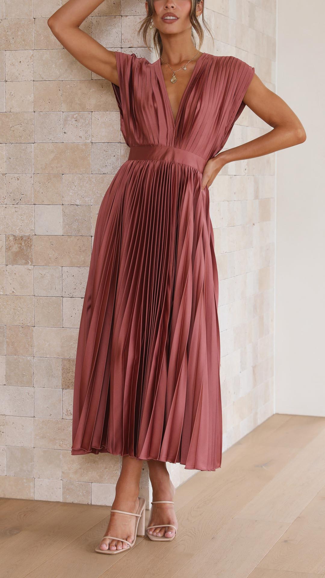 Maria Sukienka Maxi | Plisowana, Elegancka na Wesele 2