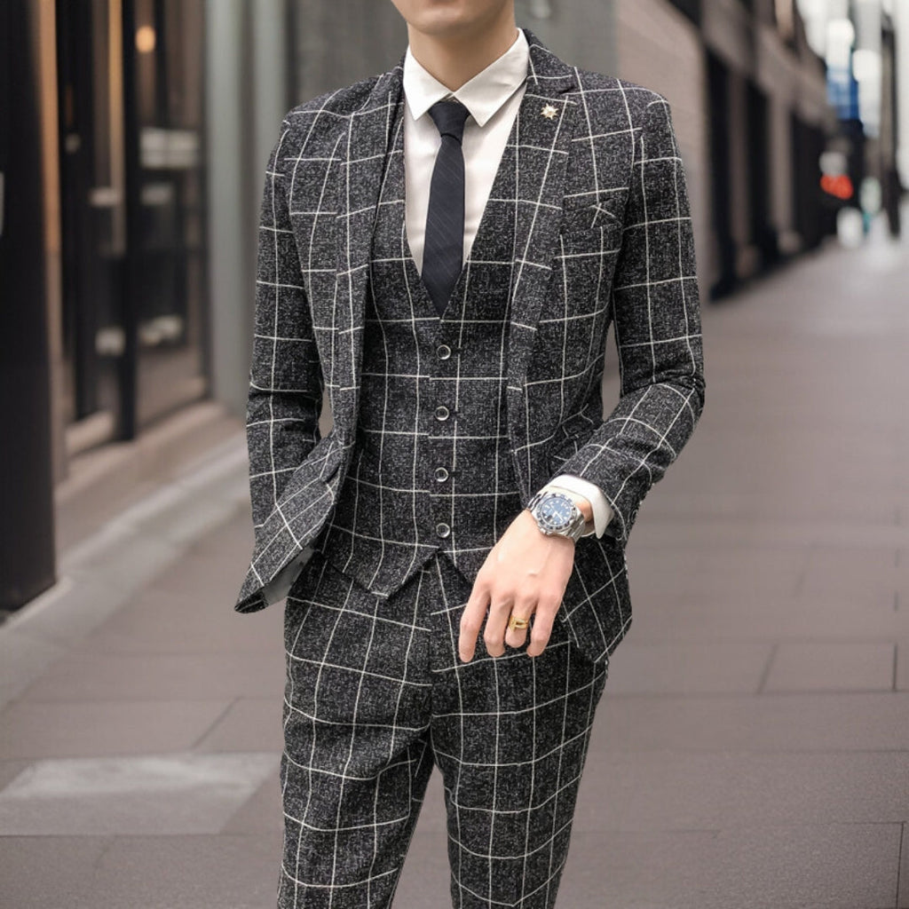 Męski Garnitur Slim-Fit | Elegancka Tkanina, Trzyczęściowy Xavier 0