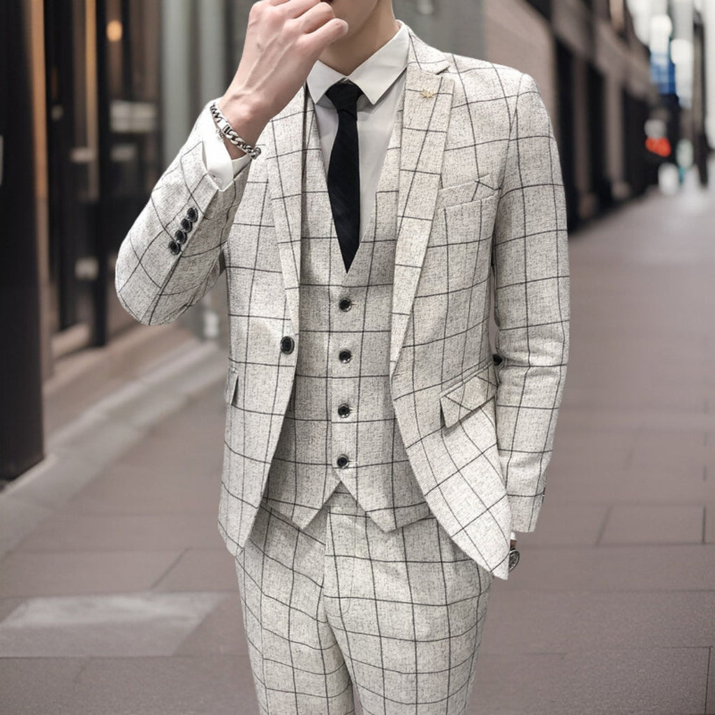Męski Garnitur Slim-Fit | Elegancka Tkanina, Trzyczęściowy Xavier 1