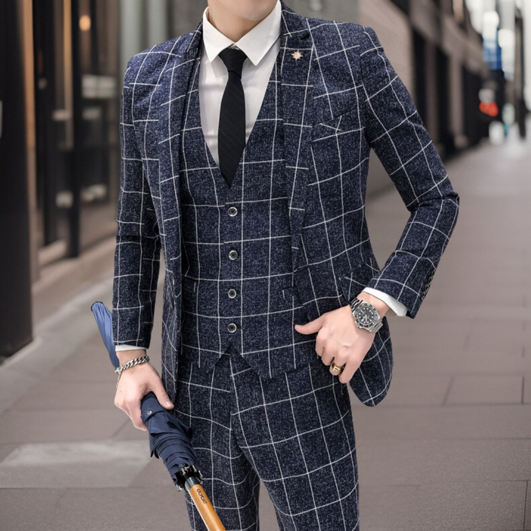 Męski Garnitur Slim-Fit | Elegancka Tkanina, Trzyczęściowy Xavier 2