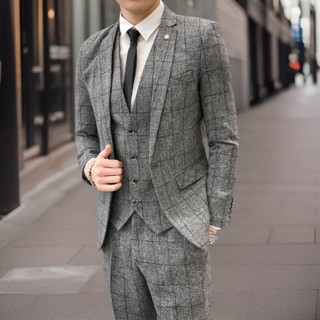 Męski Garnitur Slim-Fit | Elegancka Tkanina, Trzyczęściowy Xavier 3