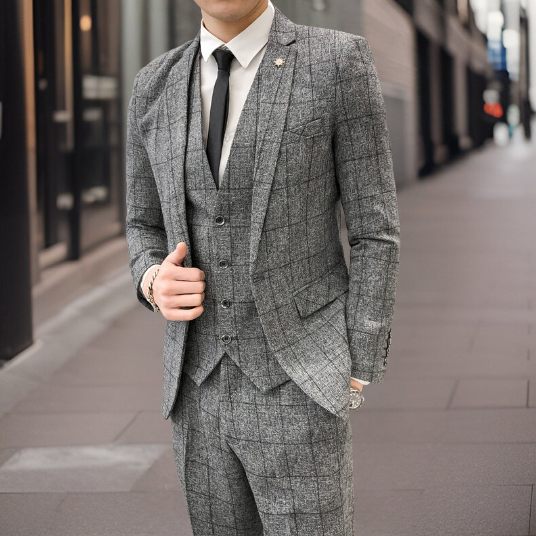 Męski Garnitur Slim-Fit | Elegancka Tkanina, Trzyczęściowy Xavier 3