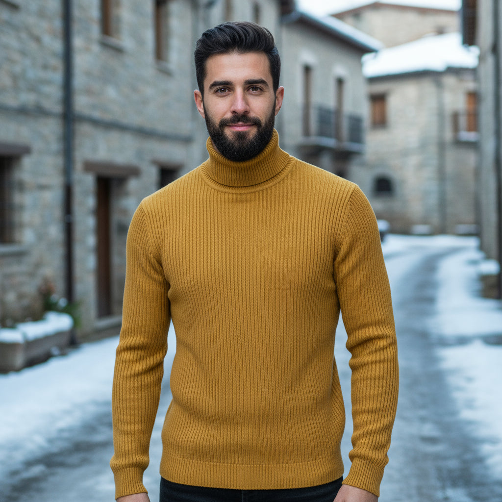 Miękka Bluza Męska Z Wysokim Kołnierzem - Klasyczny Krój, Komfortowa i Stylowa, Idealna Na Jesień/Zimę - 10