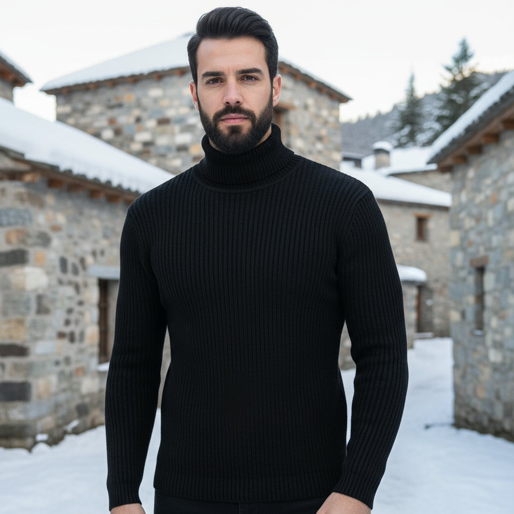 Miękka Bluza Męska Z Wysokim Kołnierzem - Klasyczny Krój, Komfortowa i Stylowa, Idealna Na Jesień/Zimę - 3