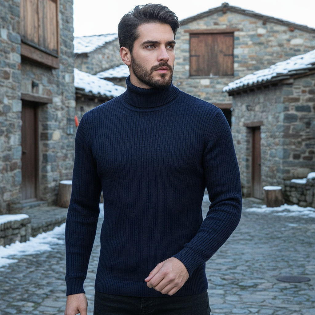 Miękka Bluza Męska Z Wysokim Kołnierzem - Klasyczny Krój, Komfortowa i Stylowa, Idealna Na Jesień/Zimę - 4