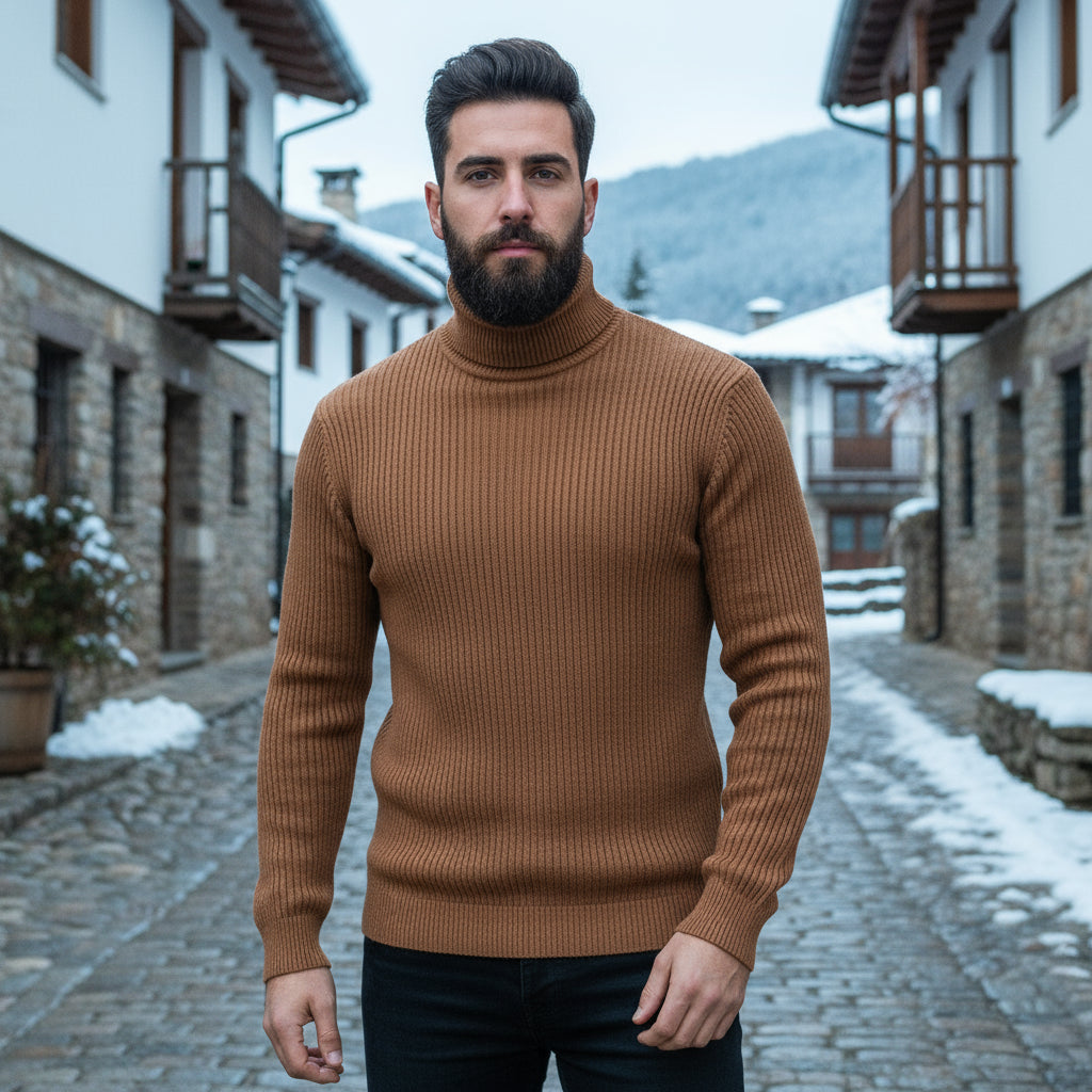 Miękka Bluza Męska Z Wysokim Kołnierzem - Klasyczny Krój, Komfortowa i Stylowa, Idealna Na Jesień/Zimę - 5