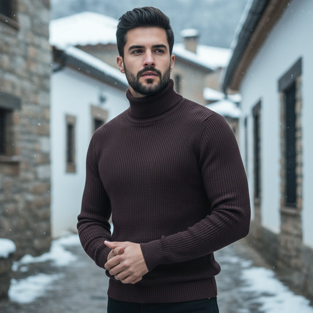 Miękka Bluza Męska Z Wysokim Kołnierzem - Klasyczny Krój, Komfortowa i Stylowa, Idealna Na Jesień/Zimę - 9