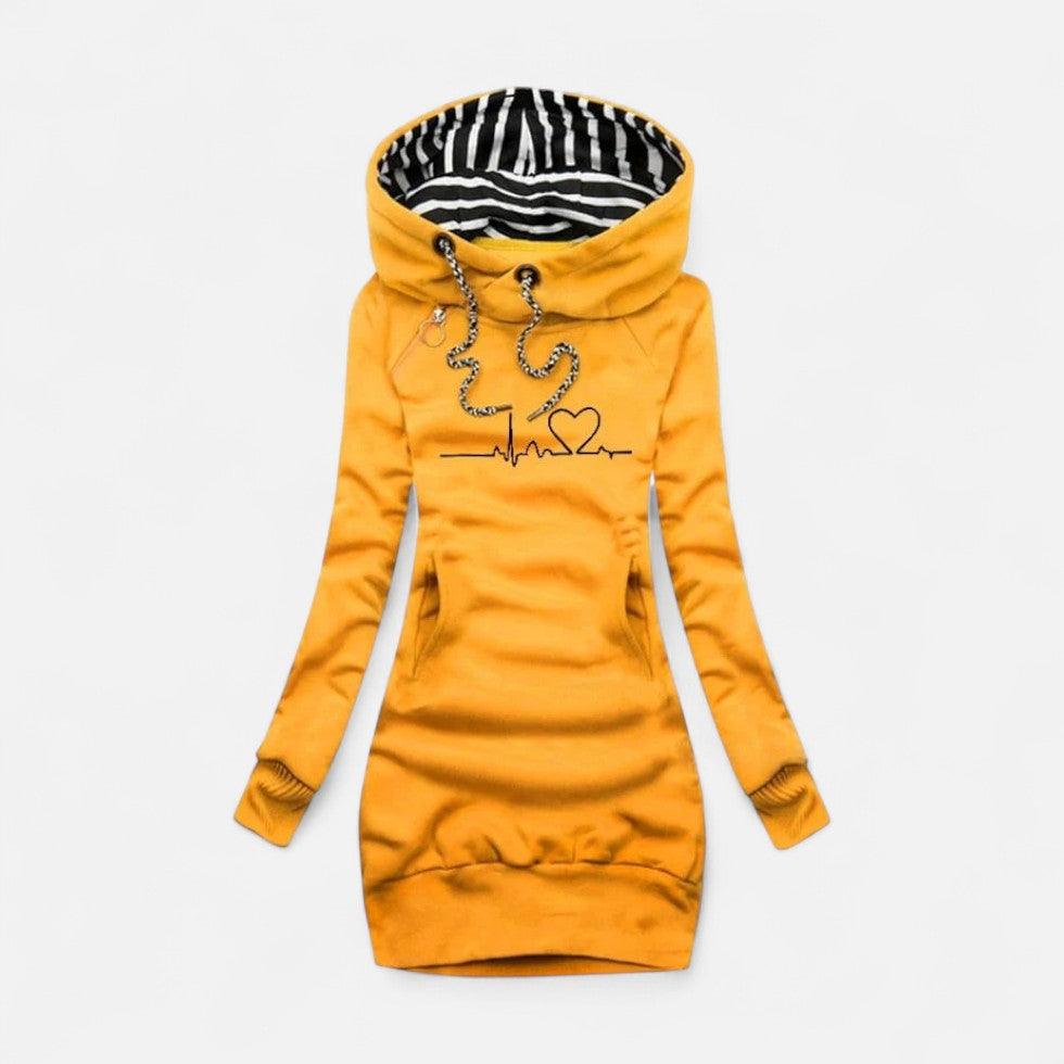 Mira Women's Hoodie Dress | Soft Cotton Blend, Heart Print 1