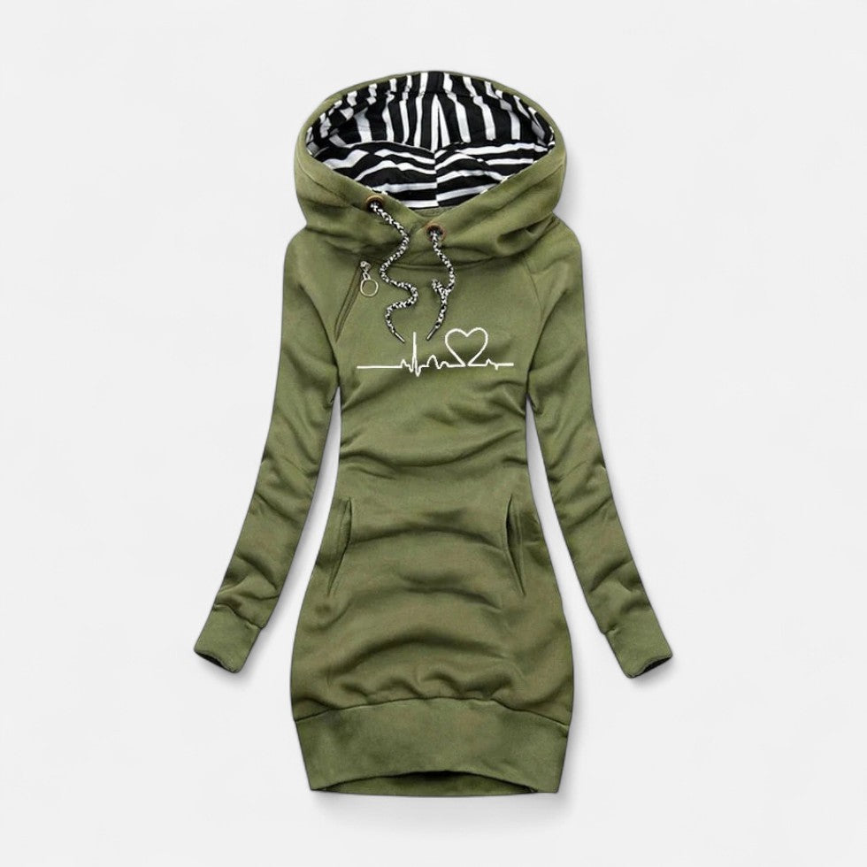 Mira Women's Hoodie Dress | Soft Cotton Blend, Heart Print 2