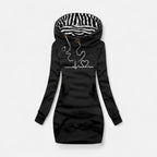 Mira Women's Hoodie Dress | Soft Cotton Blend, Heart Print 3