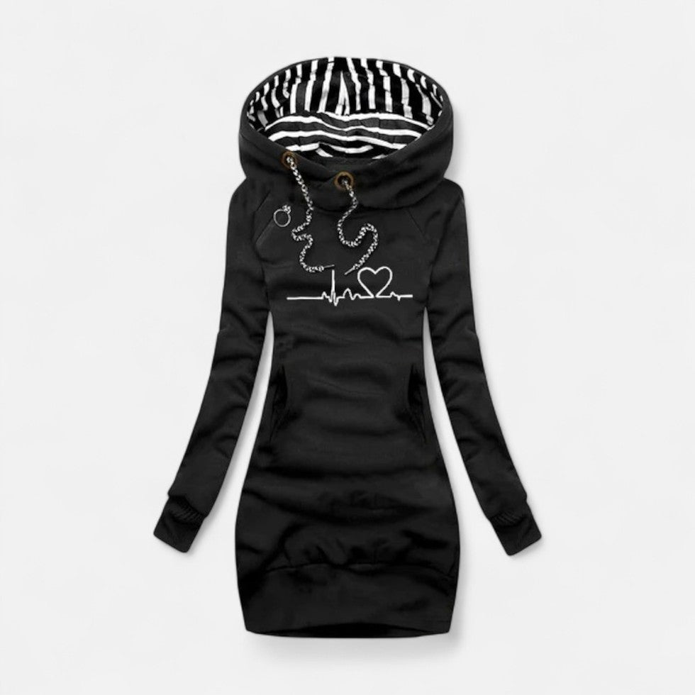 Mira Women's Hoodie Dress | Soft Cotton Blend, Heart Print 3