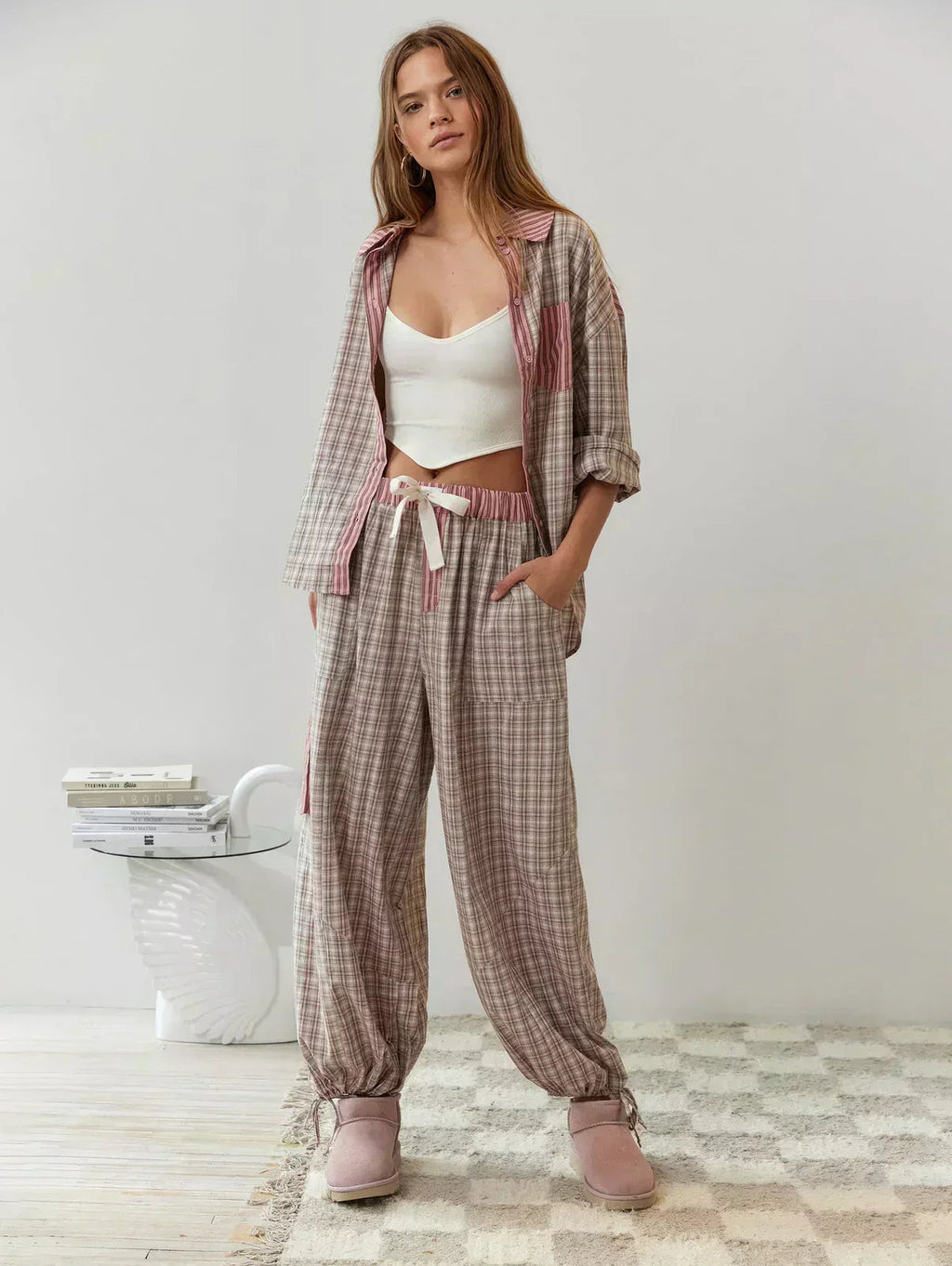 Natalia Women's Set | Classic Check Two-Piece Suit, Casual 3