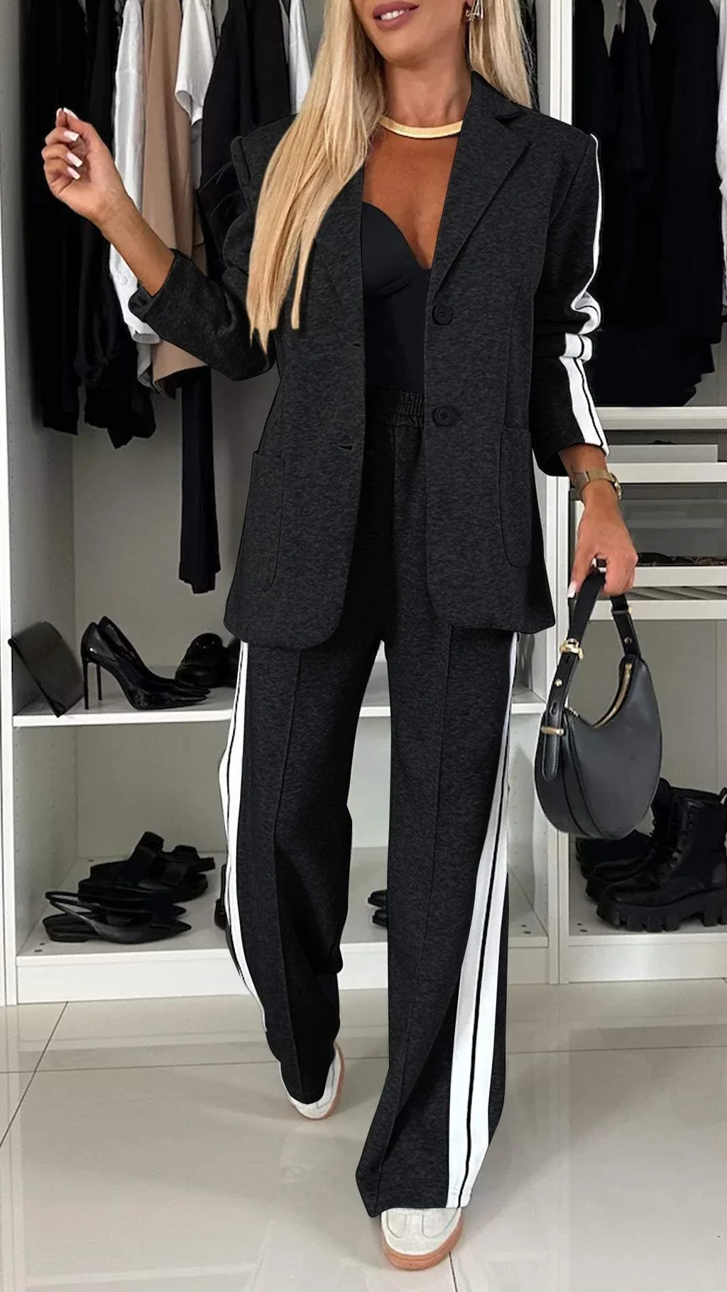 Nowoczesne Damskie Athleisure | Wygodny Zestaw z Paskami 5