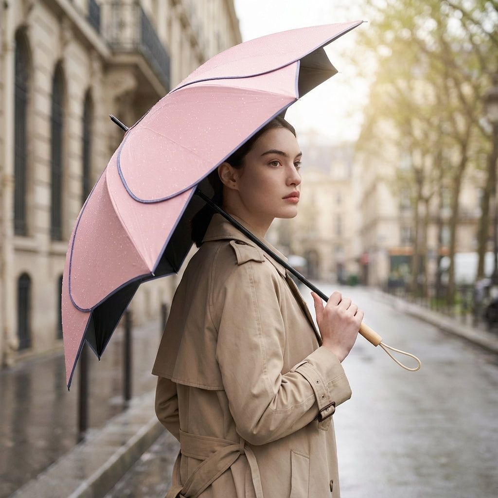 Patricia Parasol Damski | Kwiatowy Motyw, Drewniany Uchwyt, Ochrona UV 1