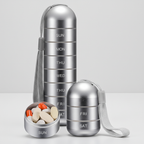 PillTower Organizer na Tabletki | Aluminiowy, 7 Przegródek, Przenośny 0