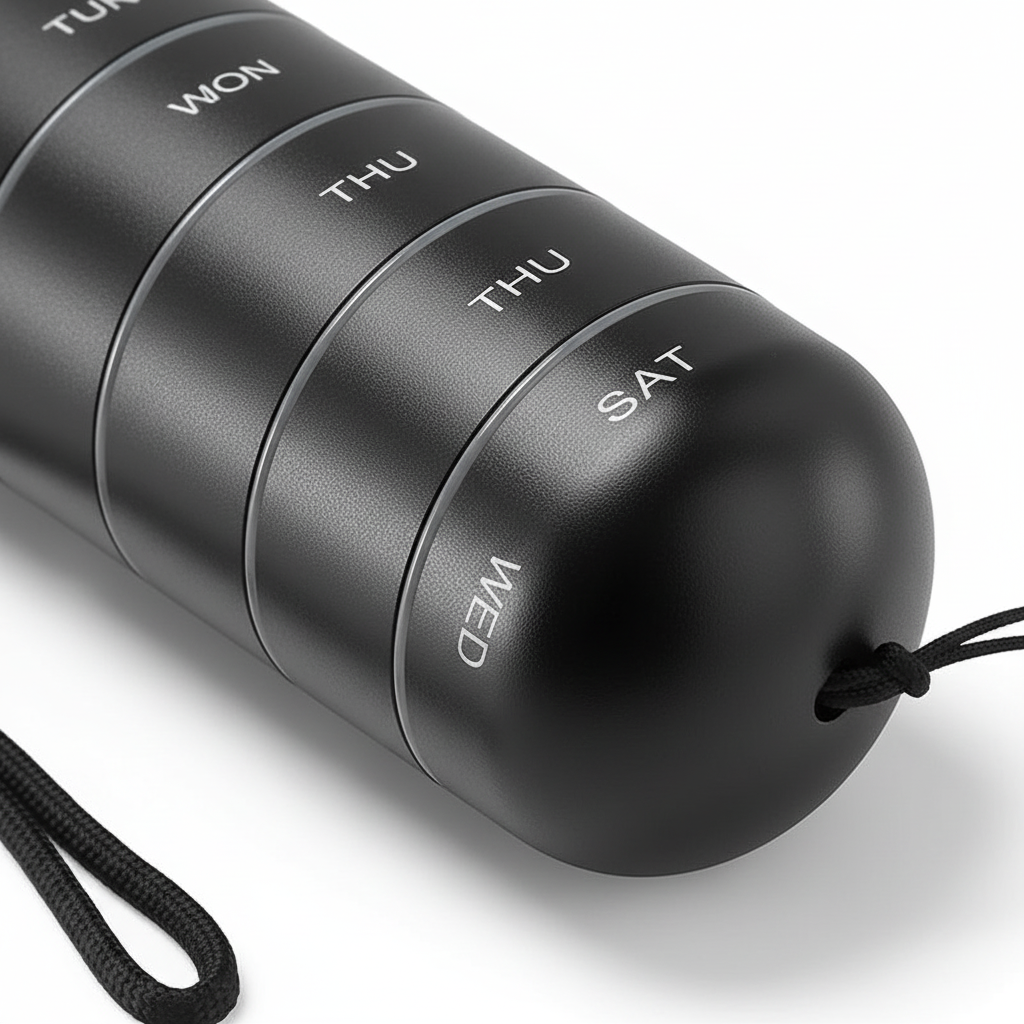 PillTower Organizer na Tabletki | Aluminiowy, 7 Przegródek, Przenośny 3