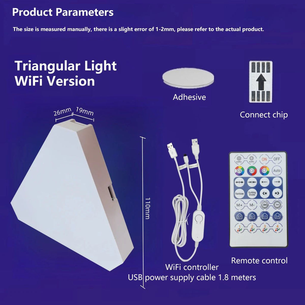 Quora Lampa LED Trójkątna | RGB, Sterowanie Wi-Fi i Bluetooth 7