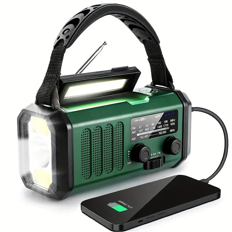 SentryPro Radio Awaryjne | 10 000 mAh, Ładowanie Słoneczne i Ręczne, Radio Pogodowe, Latarka, Alarm SOS 0