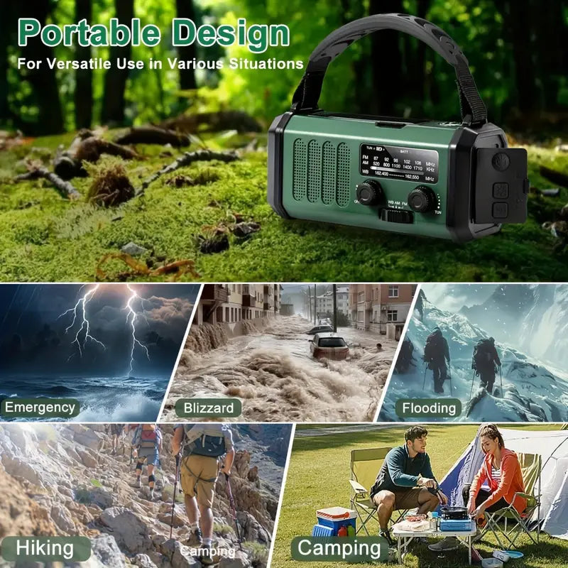 SentryPro Radio Awaryjne | 10 000 mAh, Ładowanie Słoneczne i Ręczne, Radio Pogodowe, Latarka, Alarm SOS 1