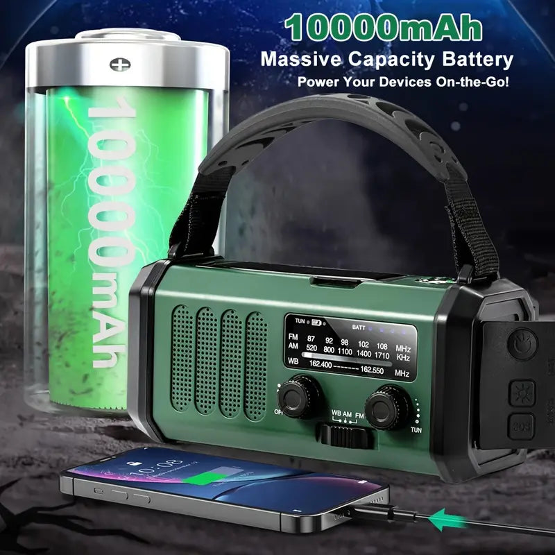SentryPro Radio Awaryjne | 10 000 mAh, Ładowanie Słoneczne i Ręczne, Radio Pogodowe, Latarka, Alarm SOS 4