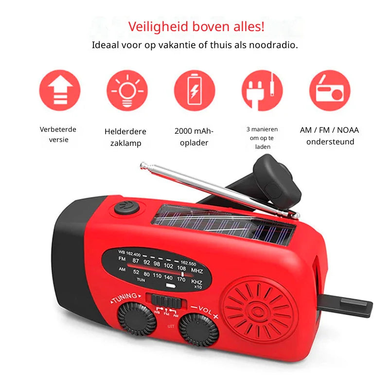 SolarGuard Radio Alarmowe | Energia Słoneczna, Ręczne Ładowanie, Latarka 3