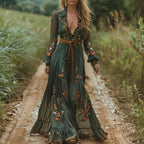 Sukienka Maxi Selvara™ | Kwiatowy Wzór Boho, Elegancka na Wesele 0