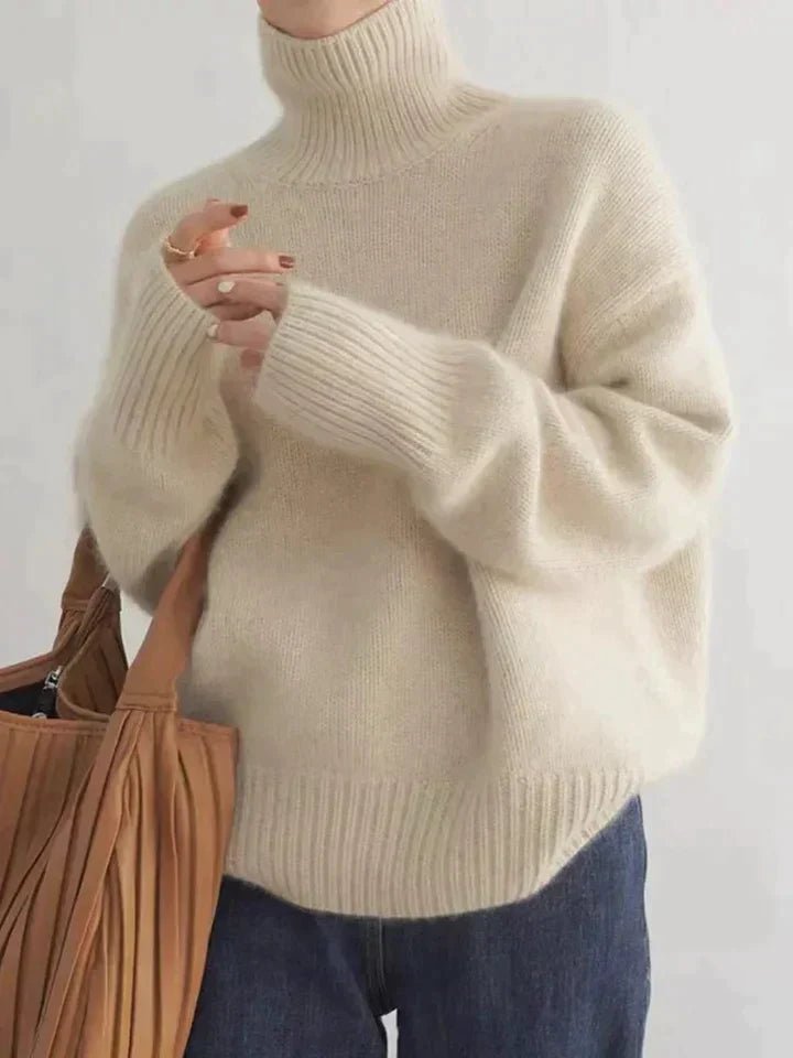 Zimowy Damski Sweter z Dzianiny z Golfem – Ciepły, Wygodny i Stylowy-Sweaters-Moda Perla-Moda Perla