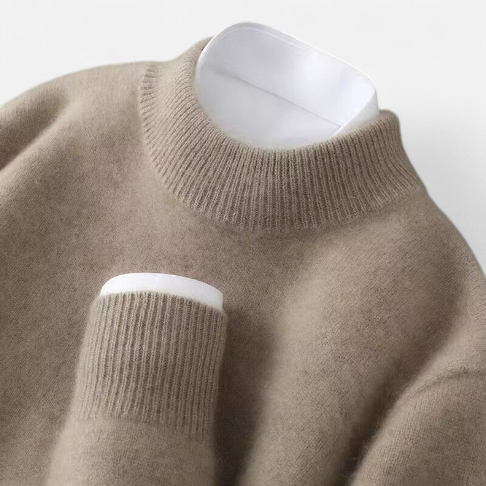 Męski sweter z dodatkiem kaszmiru – Klasyczny wełniany splot