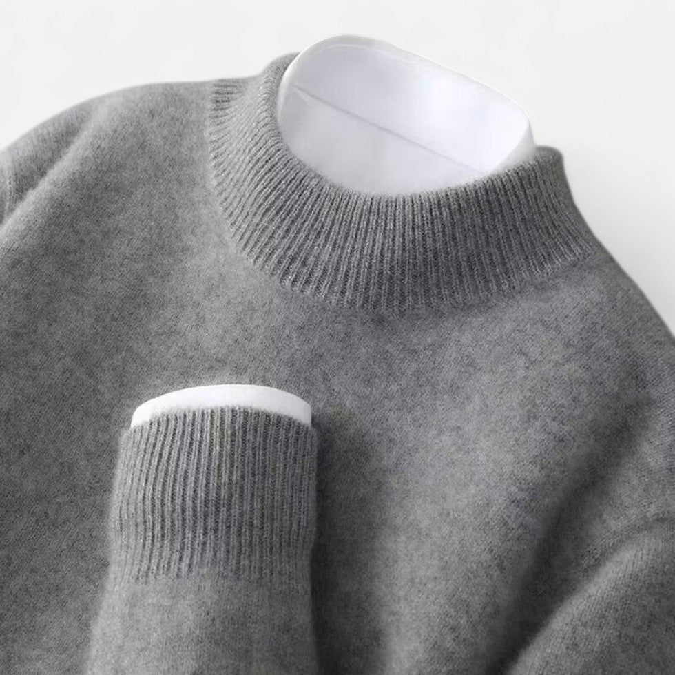 Męski sweter z dodatkiem kaszmiru – Klasyczny wełniany splot