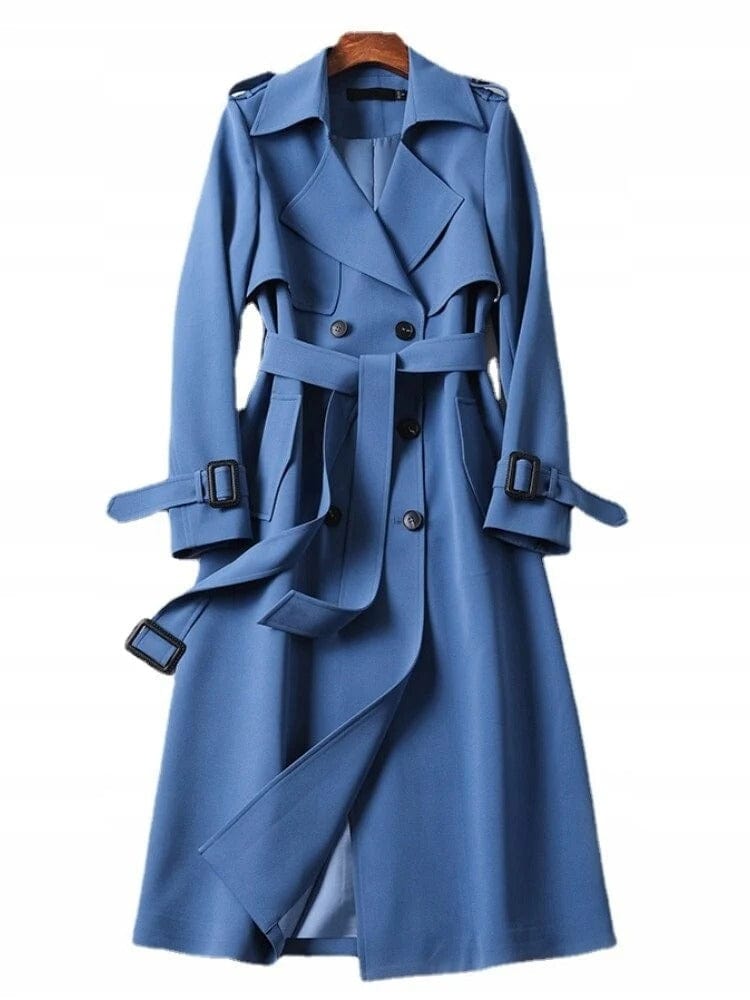 Zimowy Trench Coat Damski z Pasek
